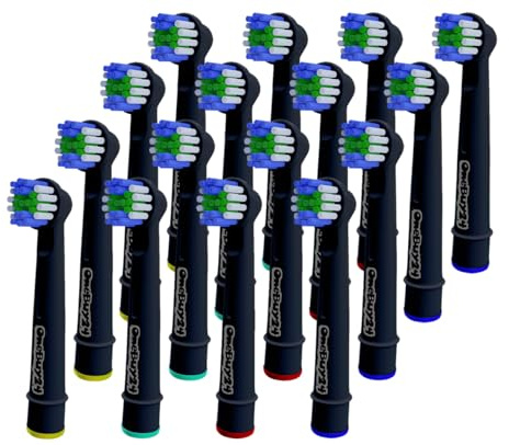 OneBuy24 - Aufsteckbürsten kompatibel mit Oral-B elektrischen Zahnbürsten - Kompatibel mit Precision Clean, Vitality, Professional Care, (16 Stück Schwarz)