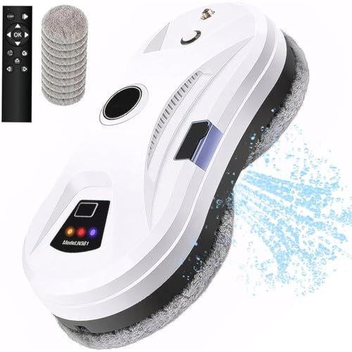 RayGenius Window Cleaner Robot, Automatic Electric Window Cleaning Robot with Water Jet, Remote Control Window Washer Robot 5600pa Powerful Suction