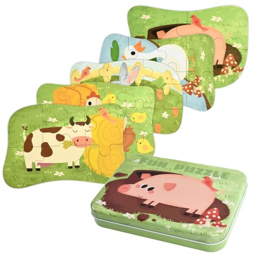 Puzzle Enfant 2 3 4 5 Ans, Puzzles en Bois pour Enfants,Jouet Puzzle pour Enfants, Jouet Puzzle en Carton Éducatif pour Garçons Filles 2-5 Ans (Animal)