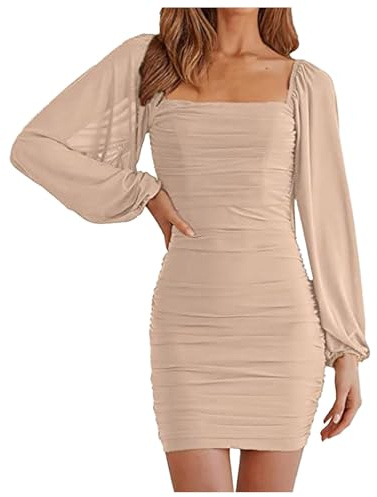 Robe Motif Noel Robe Crayon pour Femme Robe de Cocktail à Manches Longues de Lanterne Robe de Soirée Chic et Élégante Robe Moulante à Taille Marquée sous Robe Femme Gainant Jupe midi Hiver