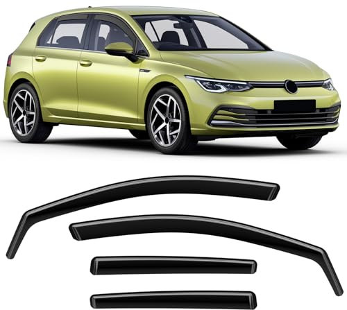 GEARCELL Black Wind Deflectors, Rain Guards Window Visor Compatible with Golf MK7 / MK8 Hatchback 5 Door 2014-2024
