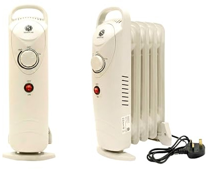 650W 5-Fin Oil Filled Radiator Heater with Adjustable Thermostat, LED Power Indicator, Overheat Protection, Portable Lightweight Electric Heater for Small Rooms, Bedrooms, Office