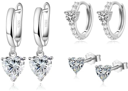 HinDaLi 925 Sterling Silver Örhängen för Kvinnor Flickor, 3 Par