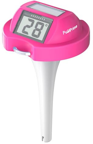 Termometro digitale solare per piscina, con grande schermo LCD facile da leggere, termometro galleggiante per piscine e stagni (rosa)