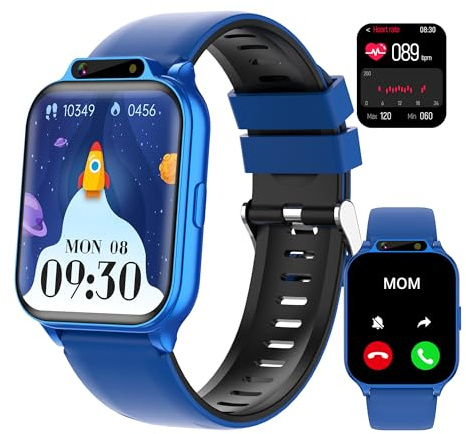 Kids Smart Watch with Fitness Tracker, Waterproof, Heart Rate/Sleep Monitor, Sport Mode, Camera, Video, Recorder, Music, DIY Wallpaper, Game, SOS Button, NO APP/Phone, Gifts for Boy Girl 4-13 Year Old