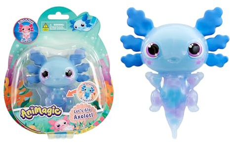 Bizak Animagic Axolotl Mascota Electrónica y Lumínica, Azul, + 4 Años, Juego Sensorial & Experiencia Táctil, Cuerpo Extensible, Flota & Brilla en el Agua (64550393-1)