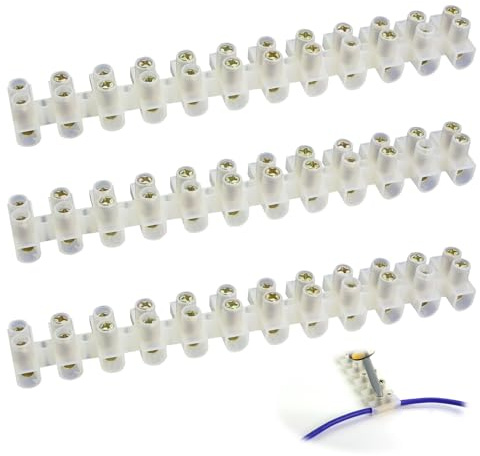 Electrical Connectors 3 Pack, 30 A 12 Way Electric Wire Connectors Clear Barrier Electrical Cable Connectors Terminal Block Connecting Brass Strip Chock Blocks for Wiring Cable