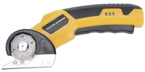 Luocute Forbici Elettriche Senza Fili, Taglierina per Cartone Ricaricabile con 2 Lame in Acciaio SK5 e Luce a LED per Carta da Parati in Tela in Pelle e Moquette in Plastica (YELLOW)