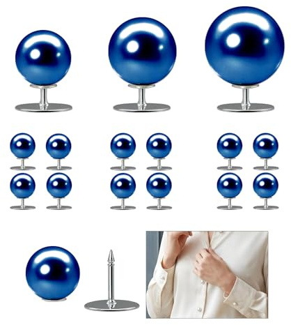 Broches para Ropa Mujer, Botones Perla sin Coser (Blue, Mixed Size*12) | Camisa Decorativos Blancos, Pearl Buttons para Blusas Broche