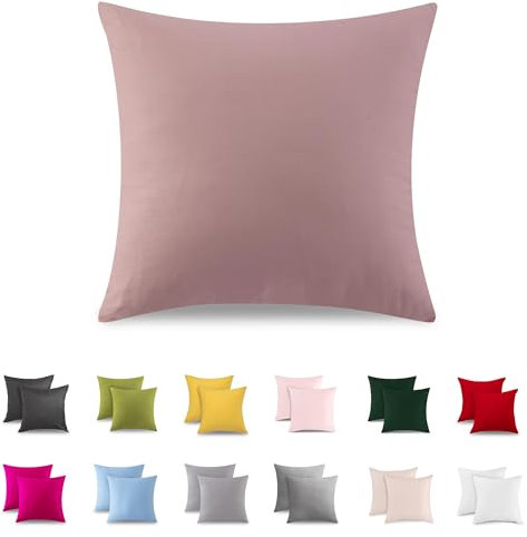 ATsense 2er Set Kissenbezug 80x80 cm - 100% Baumwolle, Rosa Kopfkissenbezug Weich und Hypoallergen, ÖkoTex Zertifiziert, Kissenhülle mit Reißverschluss für Allergiker Geeignet