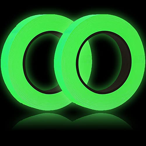 2 Stück Fluoreszierendes Leuchtendes Klebeband YUTOU Wasserdicht Luminous Tape Selbstklebendem Leuchtendes Band Phosphor Markierungsband für Nachtwarnschilder Bühnendekorationen, 1cm × 10m