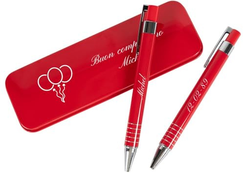 Ocadeau Parure de stylos aluminium bille et porte mine personnalisé – Stylo, porte mine et coffret de couleur rouge avec gravure texte