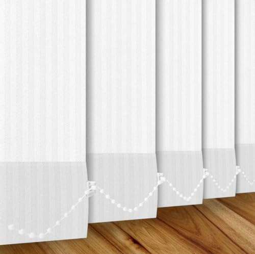 KINGHAM WHITE Vertical Blinds Slats Made to Measure 89mm (3.5 Wide) with FREE Weights Chain & Hangers - By EXACT BLINDS.