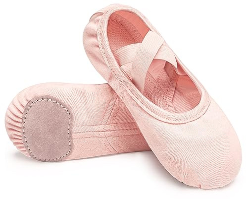 Stelle Ballet Shoes Toddler Slippers Highly Elastic Canvas Girls Ballerina Dance Shoes for Toddler/Little Kid/Big Kid/Women(Ballet Pink,4MB)