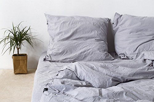 HOP DESIGN Bettwäsche 135x200 Baumwolle Bettwäsche-Sets, Bettbezug 135x200 Hellgrau - Bettbezüge Sommerbettwäsche, Duvet Cover mit 1 Kissen Bezug 100% Baumwolle Ideal für Allergiker