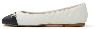 ALDO Women's Leanne Ballet Flat, White/Black, 6 UK