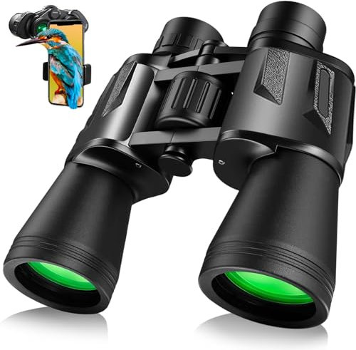 20x50 HD Fernglas Erwachsene, Kompaktes Wasserdichtes Fernglas mit BAK4-Prisma und FMC-Objektiv,Fernglas Klein für Vogelbeobachtung, Wandern, Jagd,Konzertreise,Wandern mit Smartphone-Adapter