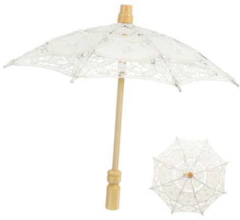 TOYANDONA Weißer Hochzeitsschirm Für Die Braut Spitzenschirm Vintage Hochzeit Brautschirm Zur Dekoration Kostümparty Foto Requisiten -Beige
