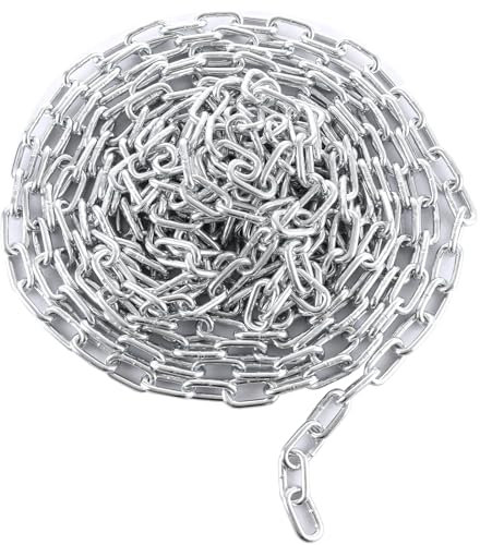 GBACHOOSE 10m x 6mm Galvanised Chain, Heavy Duty Chain Links, Silver Metal Chain for Hanging Chairs, Fence, Gate, Gym, Bike Lock, Padlock, Weight Lifting