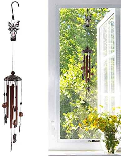 LetCart Campanas de viento de ángel, campanillas de viento de ángel, campanillas de viento de metal retro, decoración para jardín, patio, sala de estar