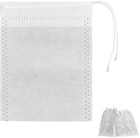 Tabanzhe 50 Pack Muslin Bags-8 x 10 cm Empty Tea Mesh Drawstring Bags Small Resuable Tea Filter Brew Bags for Loose Tea Coffee Filtering Isolating Spices Storage Empty Tea Infuser Cheesecloth Bags