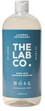 The Lab Co. Non-Bio Concentrated Laundry Detergent | 40 Loads, 1L | Non-Toxic Fragrance | Unscented, Fragrance Free, Odourless | Plant-Based, Vegan, Cruelty-Free, Sensitive Skin Safe