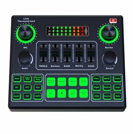 Mezclador de DJ, Tarjeta De Sonido HD, Tarjetas De Sonido En, Mezclador De Audio Externo For Transmisión, Grabación En Casa, KTV, Juego, Música, Canto, PC Y Teléfono, Decks de DJ