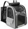 Dogat Cat Carrier Backpack Extendable, Portable Breathable Rucksack, Foldable Pet Backpack Carrier Front Pack for Medium and Small Cats & Dogs, Puppy Dog Carrier Backpack Bag Space Capsule, Grey