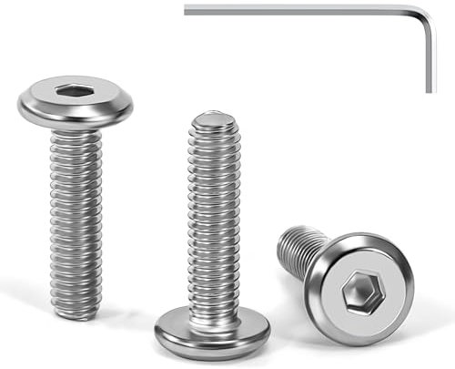 Tunejoy Tornillos de Cabeza Plana M4 x 16 mm Tornillo de Cabeza Hexagonal de Acero Inoxidable A2 V2A Perno de Muebles con llave Allen Rosca Completa 30 Piezas