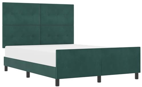 vidaXL Boxspringbett mit Kopfteil Dunkelgrün 140 x 200 cm Samt, Modernes Schlafzimmer, Samtbettgestell, Stilvoller Schlaf, Platzsparende Möbel, Minimalistisches Design, Schlafkomfort, Innendekoration