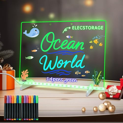 Led Drawing Board with 10 Light Modes, Reusable Magic Board for Kids (Green)
