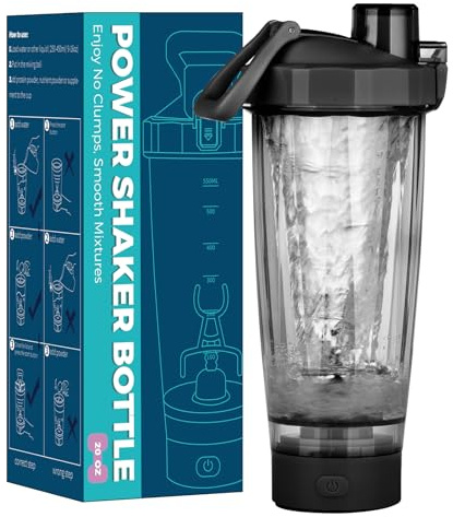 Woobroo Protein Shaker Bottle, USB C Rechargeable Premium Electric Protein Shake Mixer, BPA Free, Shakers Cups for Meal Replacement, 550ML, Black