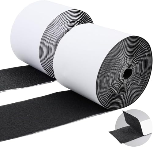 Ruban auto-agrippant noir très résistant de 5,1 cm x 5 m, empêche les coussins de canapé de glisser ou de souffler à l'extérieur, suspension murale, montage mural sans perforation, garde vos tapis en