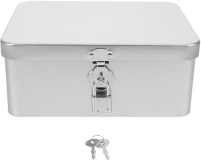 ibasenice Retro Tinplate Storage Box with Lock and Key Vintage Metal Keepsake Chest for Jewelry and Documents Secure Lockable Desktop Organizer for Home and Office Privacy Protection