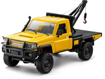 ExPrismarx Modelo de coche RC Crawler, escala 1/12 2.4G 4WD camión RC totalmente proporcional con grúa funcional, gancho elevador y 2 velocidades, vehículo de ingeniería de control remoto para adultos