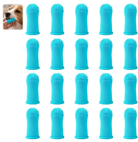 20PCS Brosse a Dent Chien, Brosse a Dents Doigt Chien 360º en Silicone, Brosse à Doigt pour Nettoyage Dentaire Animaux, Anti Plaque et Tartre pour Chiens Chats et Petits Animaux Hygiène Bucco