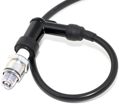 Easyboost Zündkerzenstecker Schwarz Hochspannungszündkerze Kabel 50cm für Roller Vespa Motorrad Aerox Jog-R Stunt Nitro AM6 Derbi Rasenmäher Motorsäge Bürstenschneider Kettensäge