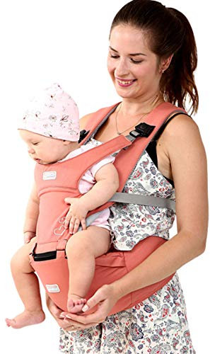 RONGJJ Weicher Babytrage - Atmungsaktiv, Verstellbar Ergonomische Kindertrage Baby Rückentrage Für Neugeborene Kleinkinder Von 0-36 Monate Leichtes, Pink
