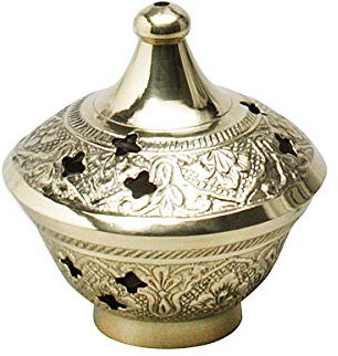 NKLaus Räucherschale Messing mit Gittereinsatz Weihrauchbrenner Weihrauchfass Deko 2199