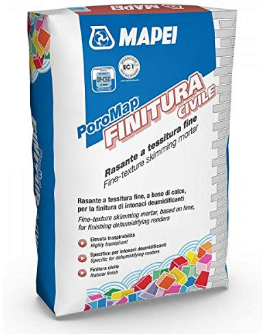 Poromap FINITURA civile Mapei per intonaco deumidificante rasante traspirante cantine garage interni Kg. 25
