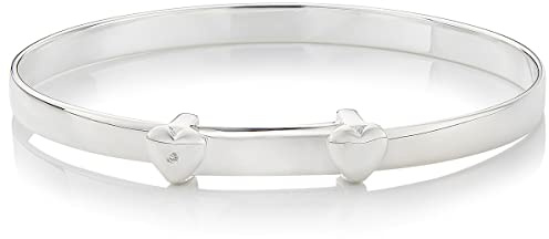 Molly Brown - Braccialetto rigido per battesimo in argento Sterling con diamanti per il primo compleanno, perfetto regalo per bambini