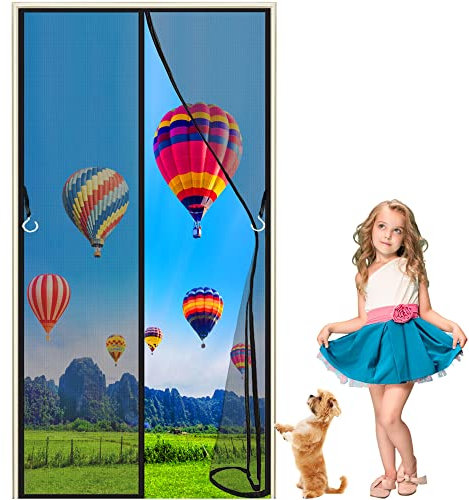 LZHBD Zanzariera Magnetica per Porte 120 x 240 cm Chiusura Automatica Tenda Zanzariera a Strisce Anti Zanzare Insetti - per Porte Finestre Balcone Soggiorno Terrazzo Scorrevole - Nero