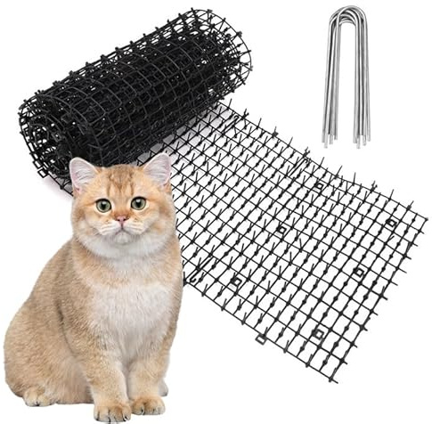 Cat Scat Mat With Spikes 200 * 28 cm Cat Repellent Mat with Spikes Pet Deterrent Net Anti Cat Mat Gardening Plastic Cat Scat Mat with 8 U-Shaped Pegs for Wild Animal Outdoor Garden Plants
