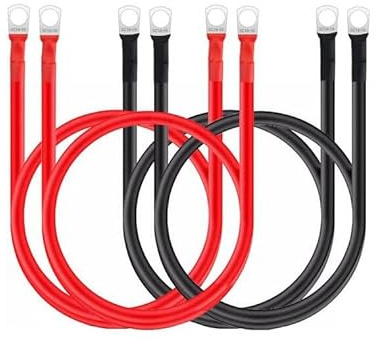 Yuhtech 4 Pcs 50cm Auto Battery Cable Battery Inverter Cable 16mm² with Ring Terminals Copper Wire for Truck, Motorcycle, RV, Marine