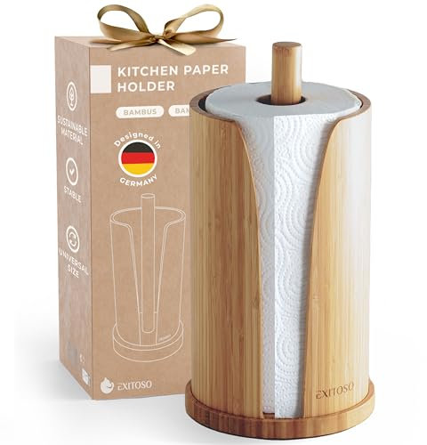 EXITOSO Porte-Rouleau de Cuisine en Bambou-Support de Rouleau de Cuisine-Porte-Serviettes de Cuisine-Support de Papier de Cuisine-Porte-Rouleau de Papier de Cuisine-Porte-Rouleau de Papier de Cuisine