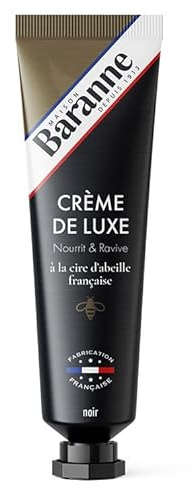 Baranne - Crème de Luxe NOIR - Cire d'Abeille Française - Entretien Chaussure Cuir - Ravive Les Couleurs, Nourrit et Assouplit - Soin en profondeur, Brillance Supérieure Longue Durée - Tube 100mL
