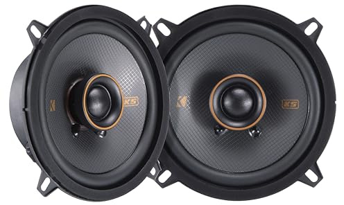 KICKER 51KSC504 Coaxial Speaker System, 2-Way Design, One (1) Pair, 5.25 (130mm) Polypropylene Woofer/Midrange, 3/4 (20mm) Silk-Dome Tweeters, 75 Watts RMS, 150 Watts Peak
