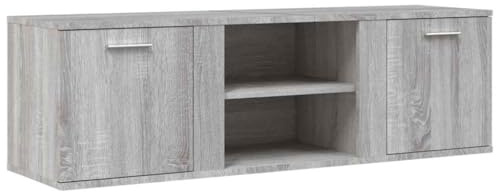 vidaXL Grey Sonoma Engineered Wood TV Cabinet Stand - Modern Living Room Media Unit with Ample Storage and Display Space, Easy Assembly, 120x34x37cm, 833557