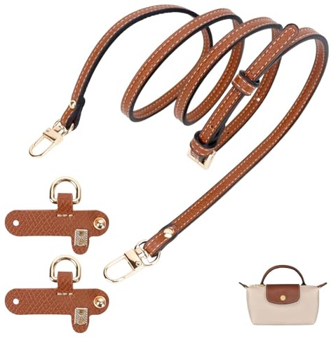 Strap for Longchamp - Punch-Free Adjustable Buckle Design Suit for longchamp mini bag strap - Leather Brown (Brown)