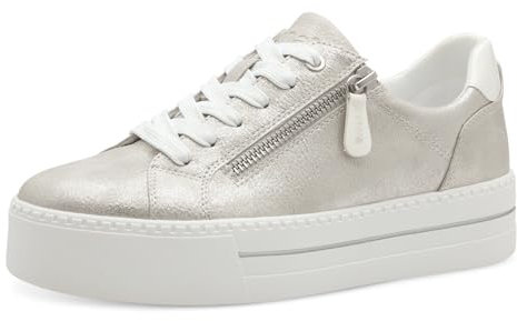 Jana Damen Plateau Sneaker mit Reißverschluss Vegan, Silber (Silver), 38 EU